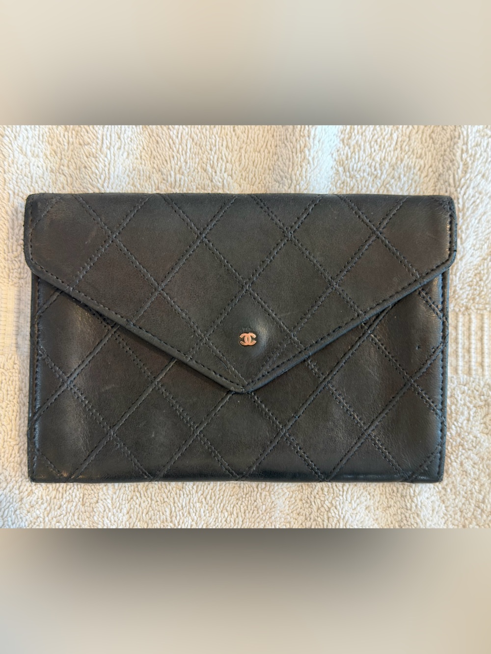 Chanel Vintage Black Wild Stitch Quilted Small Wallet